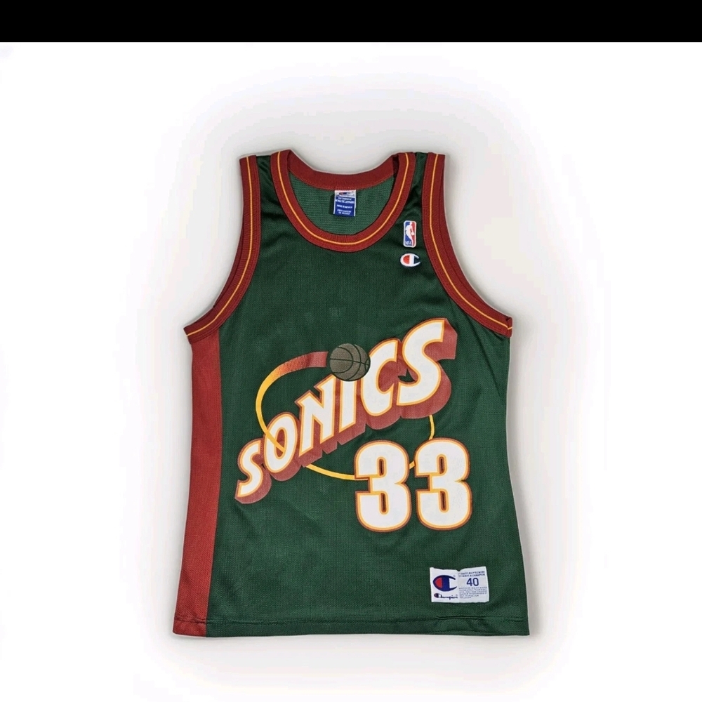 Vintage Rare Champion Seattle Sonics Hershey Hawkins Size 40 Jersey
